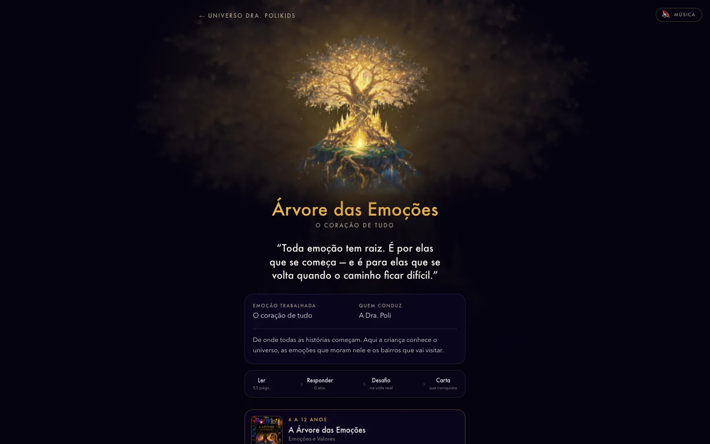 Tela real da plataforma: bairro Árvore das Emoções
